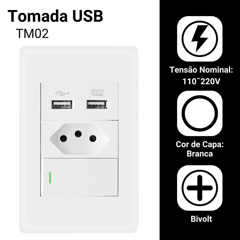 Tomada Duo 2 Usb - Vídeo Magnetic